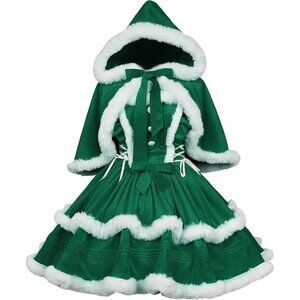 Women's Dress Suit-Green Santa Christmas Outfits Imported Cute Lolita Dress